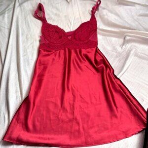 La Senza y2K coquette red satin and lace built in bra slip dress Y2K S